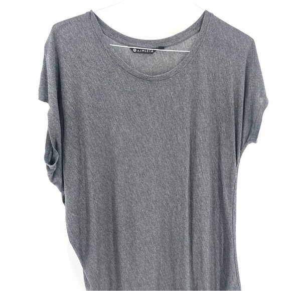 Athleta Threadlight Asym Relaxed Heather Gray Short Sleeve T Shirt Tunic Top - Picture 3 of 7